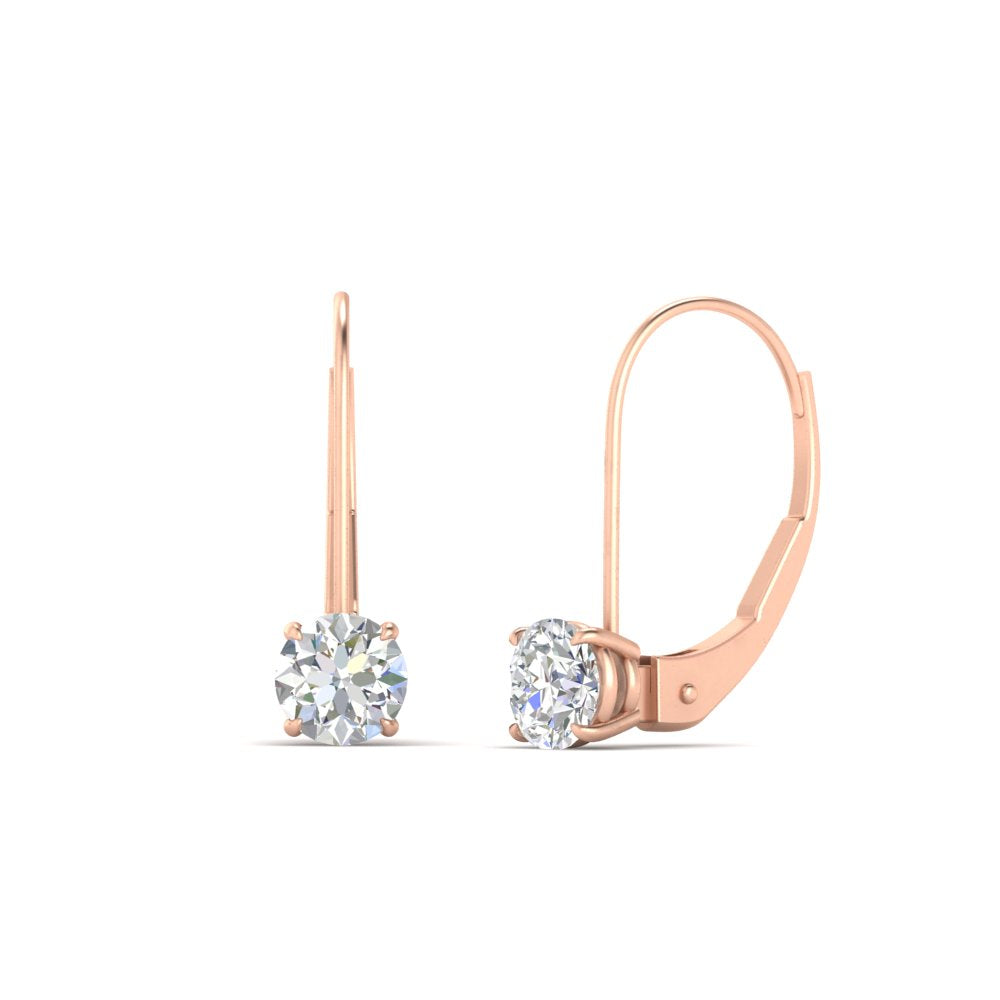 1 Carat Round Diamond Lever Back Earrings
