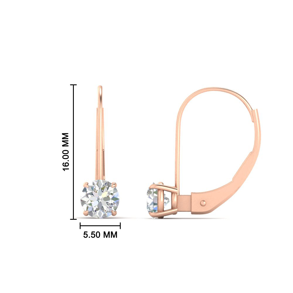 1 Carat Round Diamond Lever Back Earrings