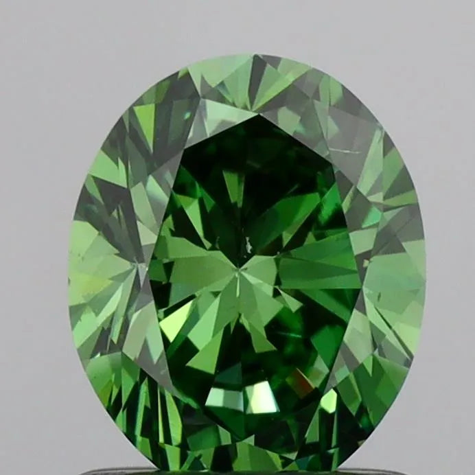 1.00ct Oval Lab Grown Diamond (Colour Fancy Vivid Green, Clarity VS1, IGI Certified)