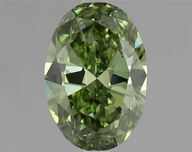 1.00ct Oval Lab Grown Diamond (Colour Fancy Vivid Green, Clarity VVS1, Cut GD, IGI Certified)