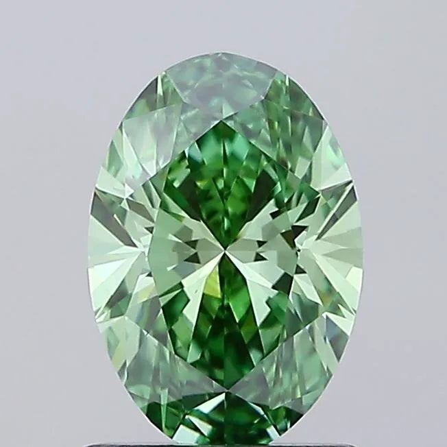1.00ct Oval Lab Grown Diamond (Colour Fancy Vivid Green, Clarity VVS2, IGI Certified)