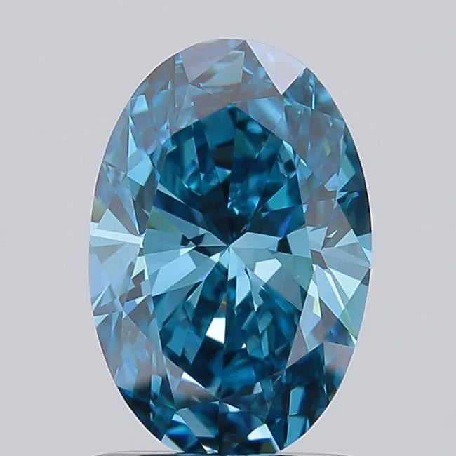 1.08ct Oval Lab Grown Diamond (Colour Fancy Vivid Blue, Clarity VVS1, IGI Certified)