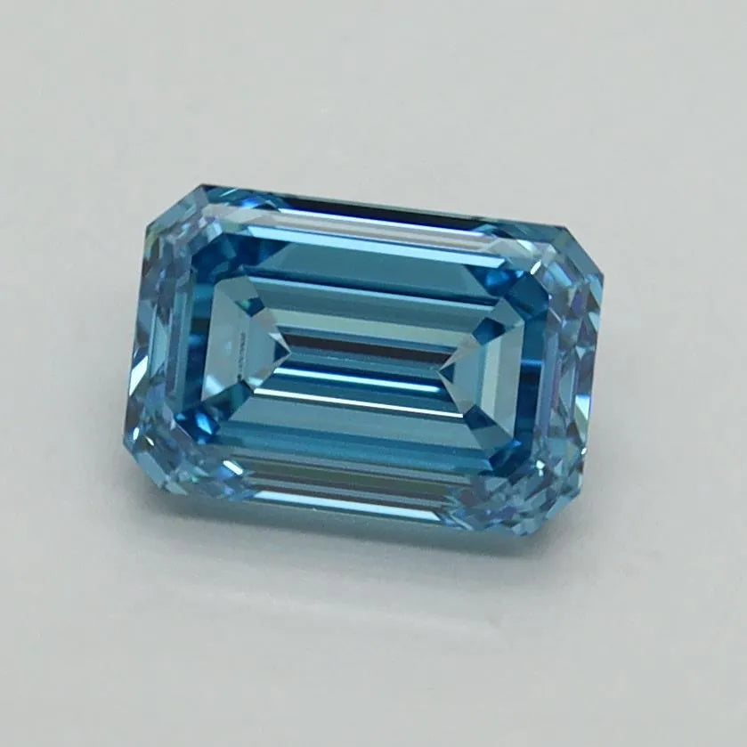 1.10ct Emerald Lab Grown Diamond (Colour Fancy Vivid Blue, Clarity VVS2, IGI Certified)