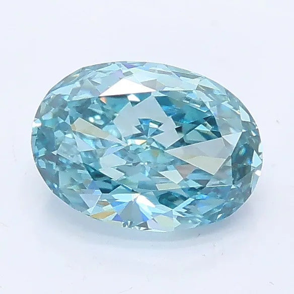 1.10ct Oval Lab Grown Diamond (Colour Fancy Vivid Greenish Blue, Clarity VVS2, IGI Certified)
