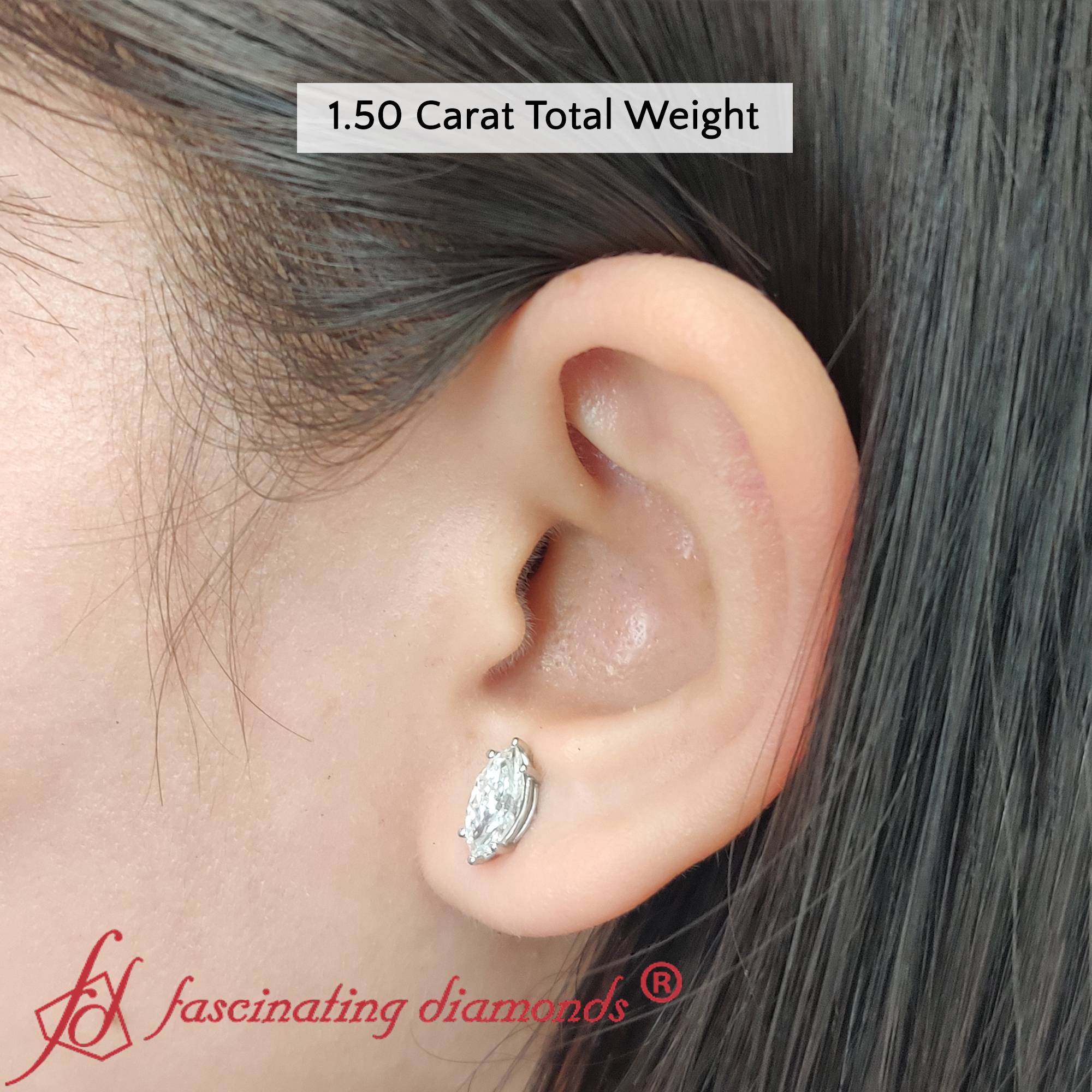 Marquise Diamond 6 Prong Stud Earrings