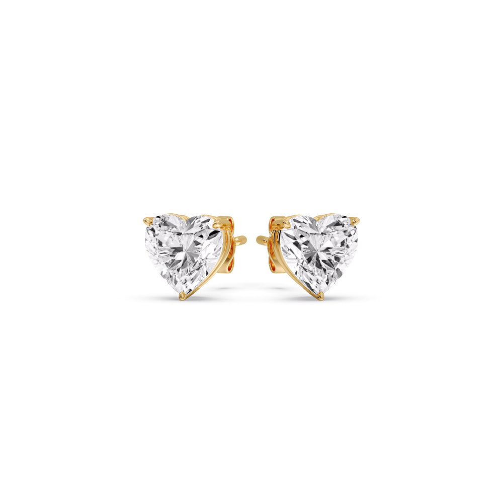 Heart Shaped 3 Prong Basket Stud Earring