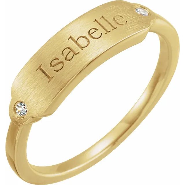 Name Plate ring with Diamonds