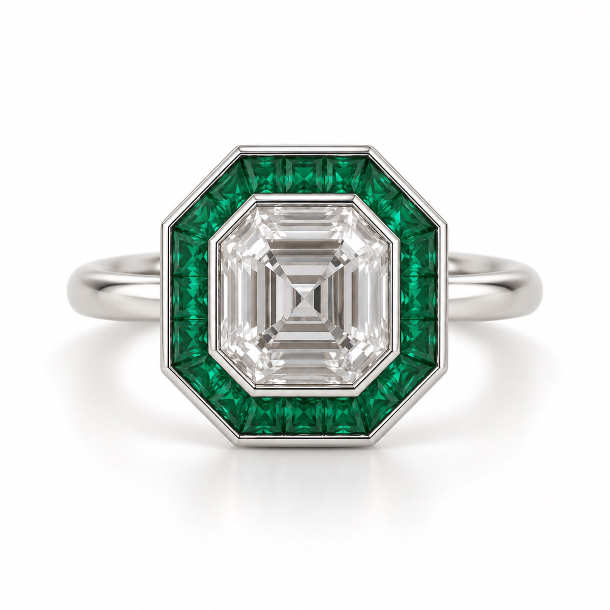Art Deco Emerald Halo Ring | 2.5ct Asscher