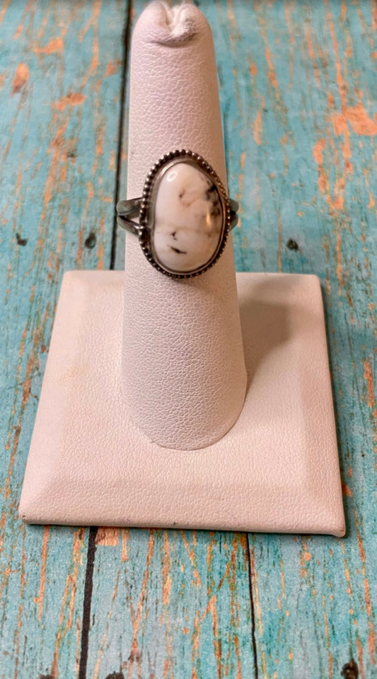 Navajo Sterling Silver & White Buffalo Ring