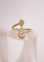 Double Diamond Pear Ring in 14k Yellow Gold