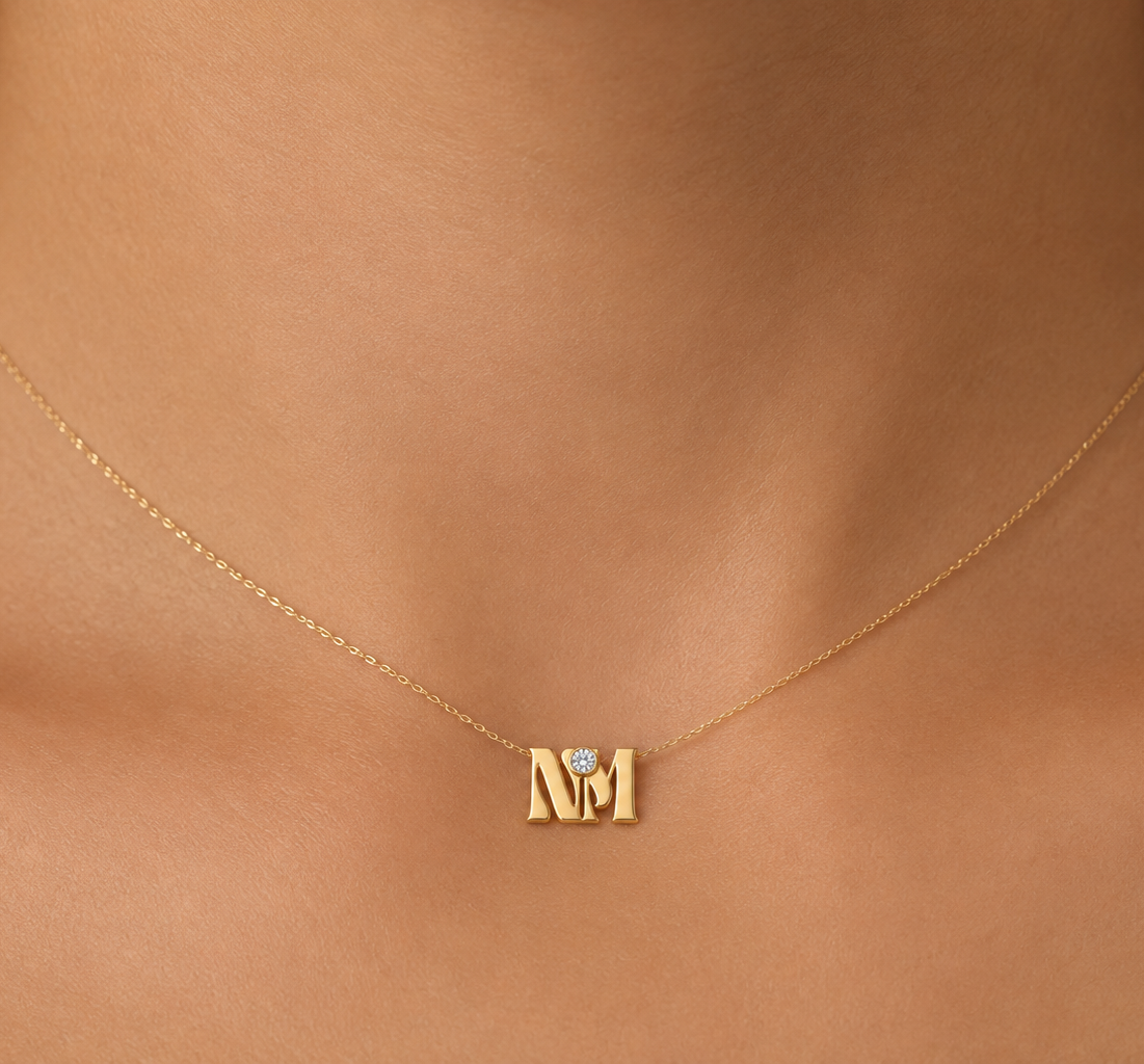Double Initial Charm with Lab Diamond