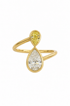 Double Diamond Pear Ring in 14k Yellow Gold
