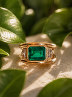 Double Band Emerald & Diamond Ring