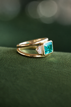 Double Band Emerald & Diamond Ring