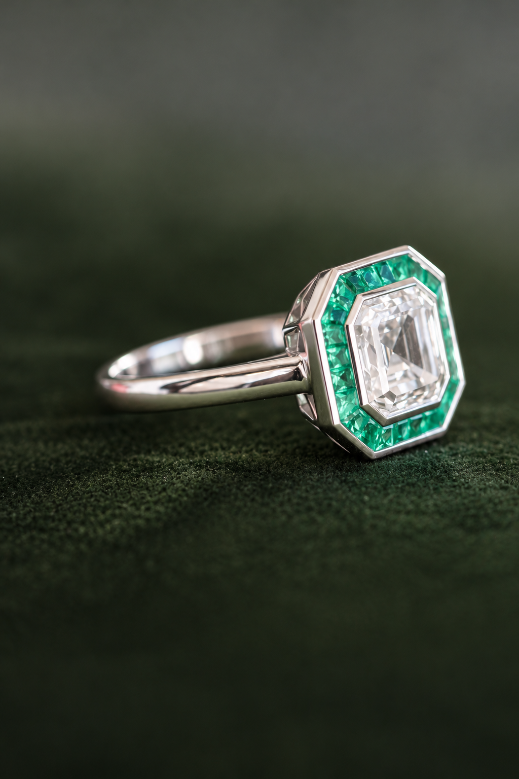Art Deco Emerald Halo Ring | 2.5ct Asscher
