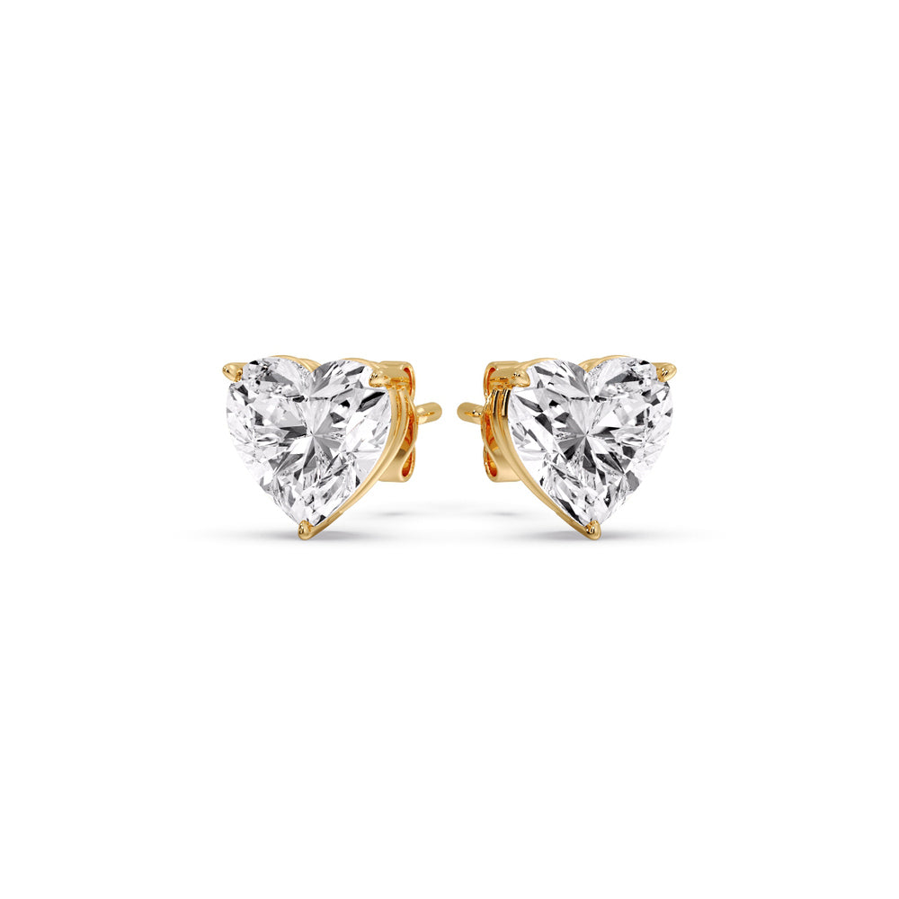 Heart Shaped 3 Prong Basket Stud Earring