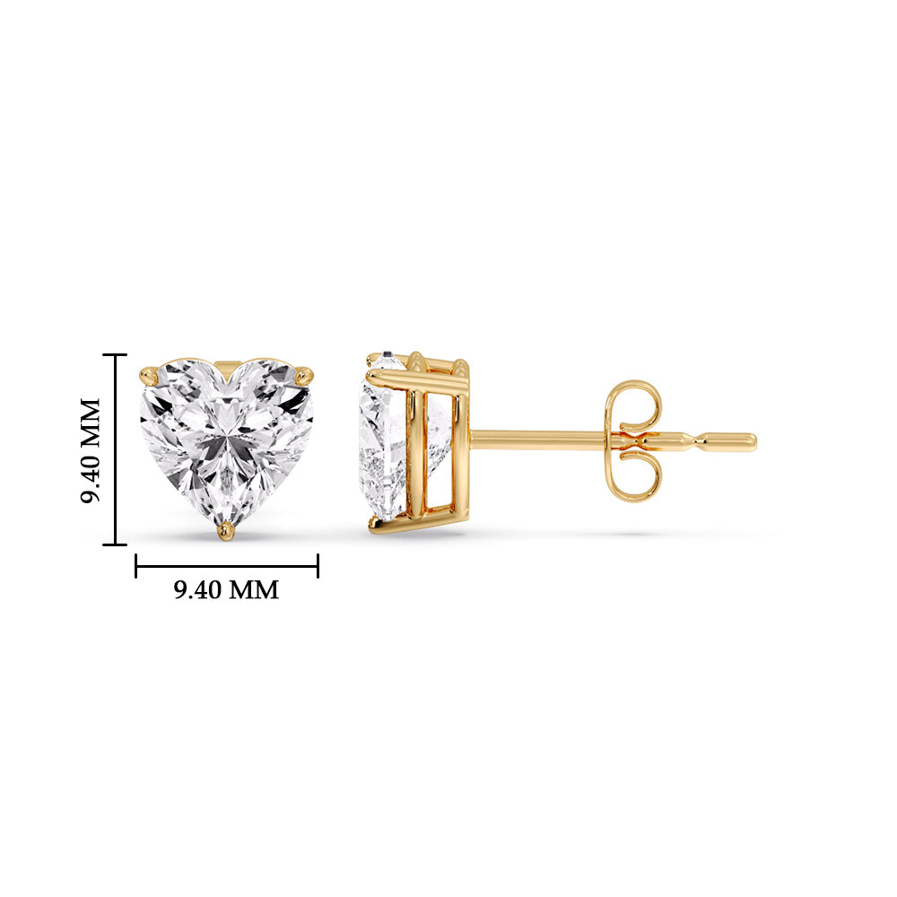 Heart Shaped 3 Prong Basket Stud Earring