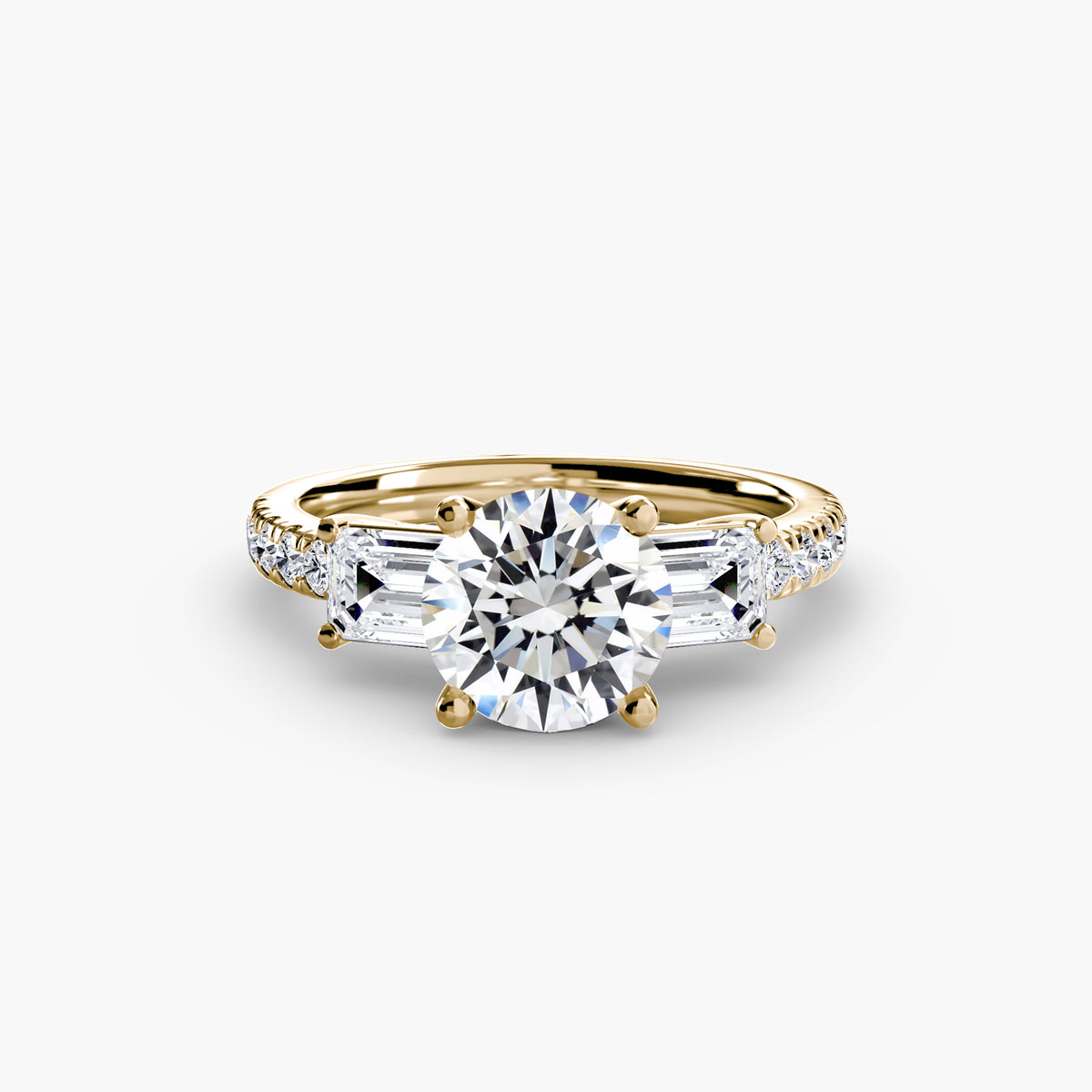 Three-Stone Ring with Pavé Band 4