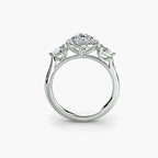 Three-Stone Ring with Halo