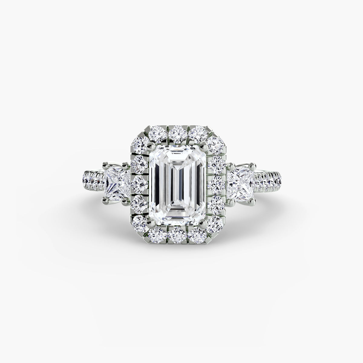 Three-Stone Ring with Halo 2