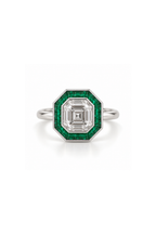 Art Deco Emerald Halo Ring | Made to Order