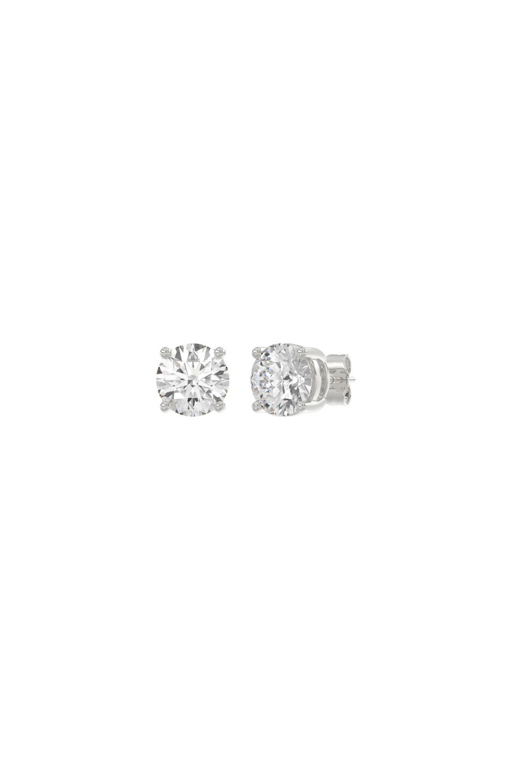 4ct Round Diamond Earrings | 4-Prong Round Studs Earring in 14K Solid Gold