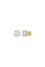 4ct Round Diamond Earrings | 4-Prong Round Studs Earring in 14K Solid Gold