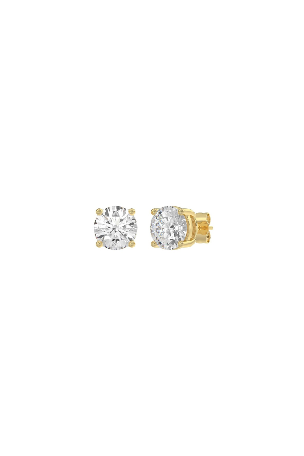 4ct Round Diamond Earrings | 4-Prong Round Studs Earring in 14K Solid Gold