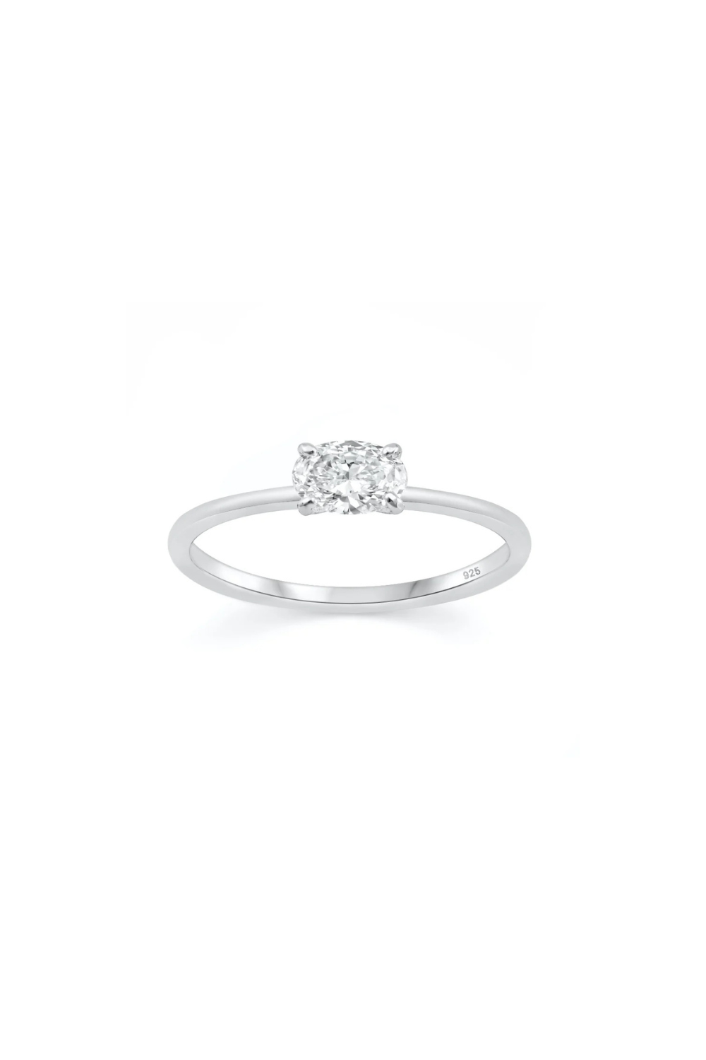Diamond Oval Pinky in Sterling Silver