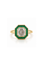 Art Deco Emerald Halo Ring | Made to Order