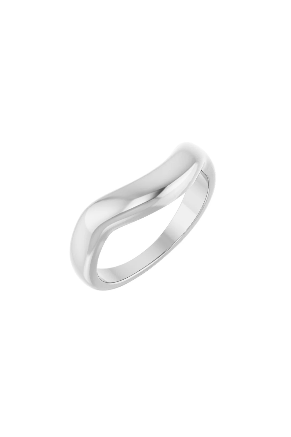 14k White Gold Pinky Wave Ring