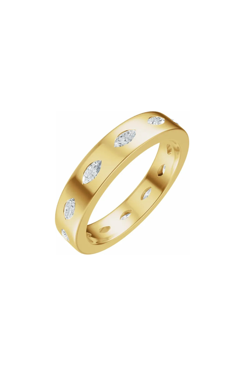 14k Yellow Gold Ring with Marquise Natural Diamonds