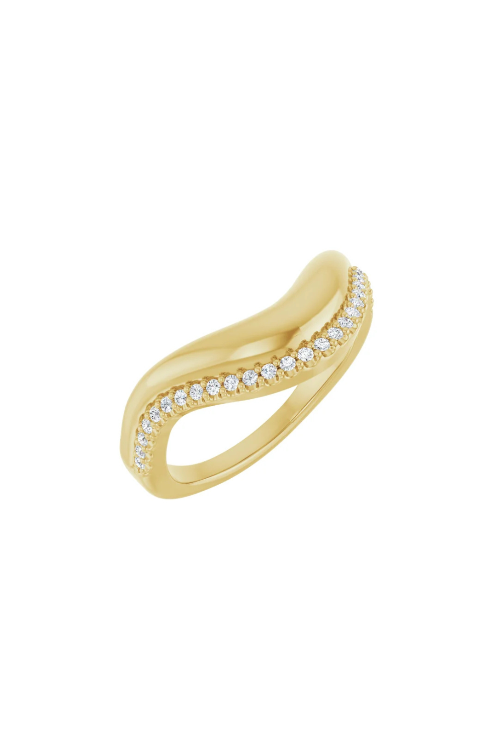 Dipped Band with Diamonds in 14k Yellow Gold