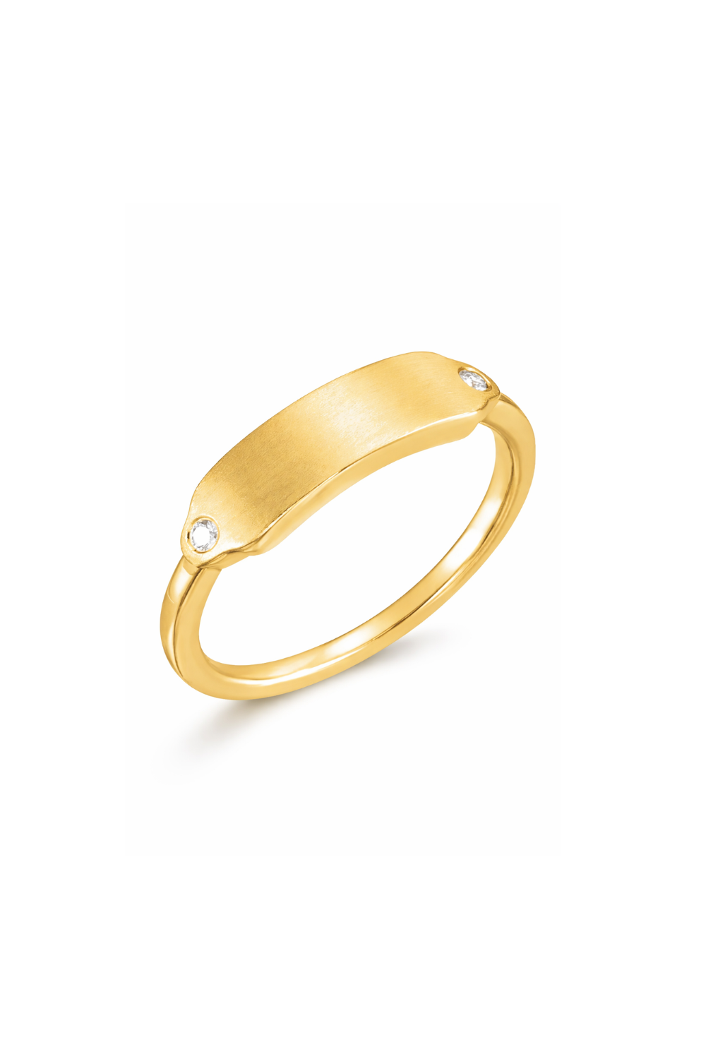 Name Plate Ring with Diamonds