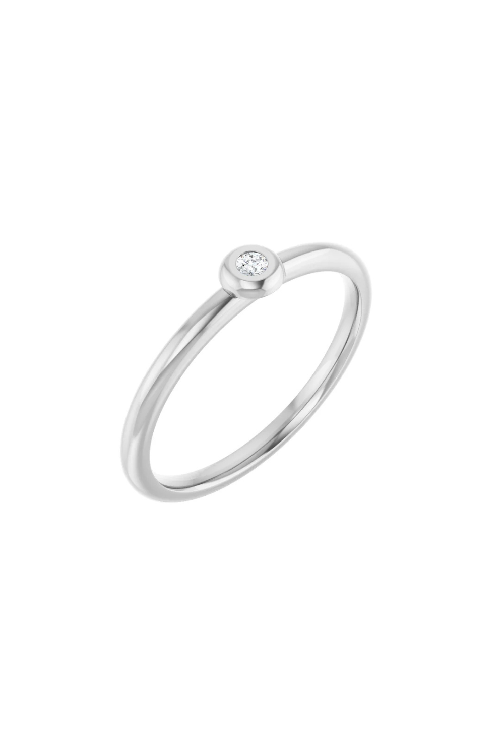 Pinky Stacker with Diamond in 14k White Gold