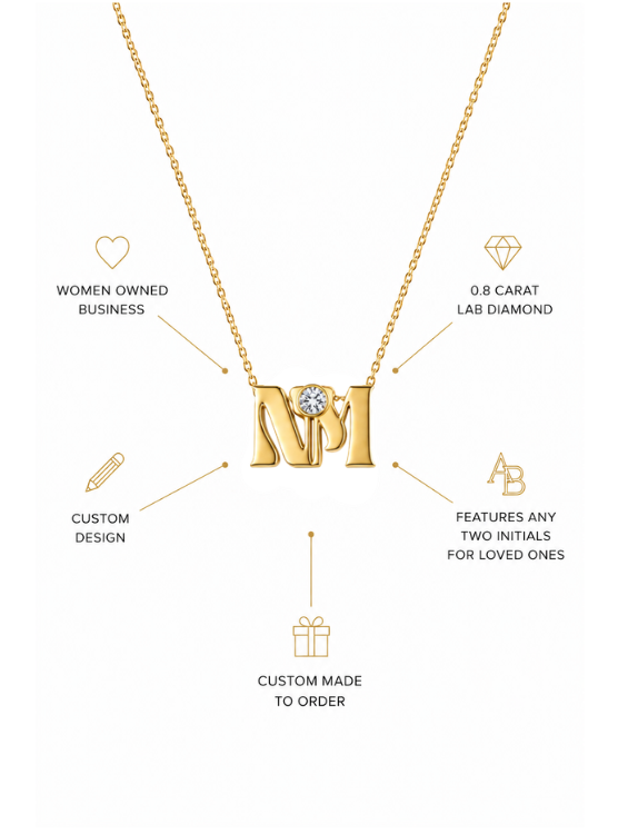 Double Initial Charm with Lab Diamond