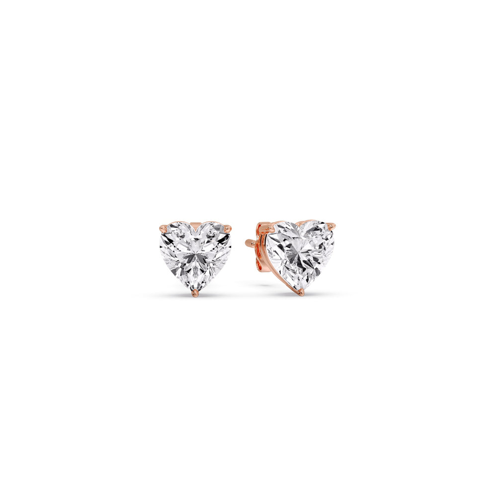 Heart Shaped 3 Prong Basket Stud Earring