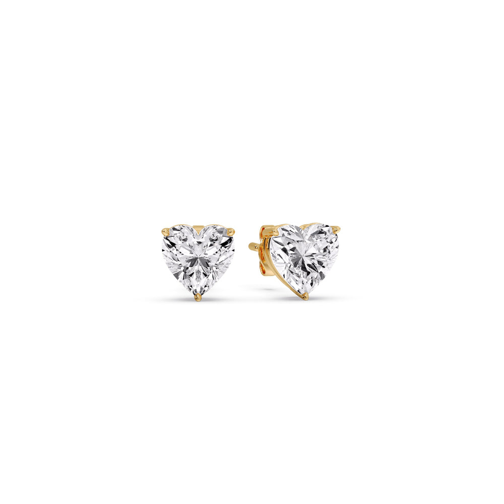 Heart Shaped 3 Prong Basket Stud Earring