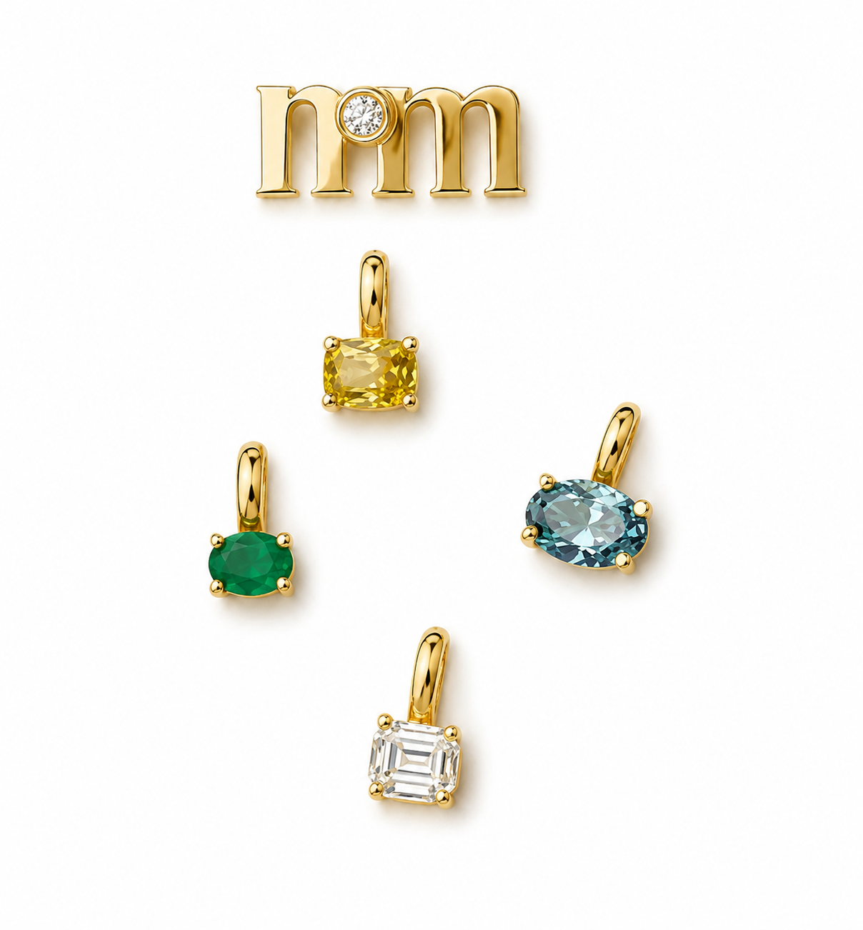 Chubby Baby Double Initial Charm with Lab Diamond