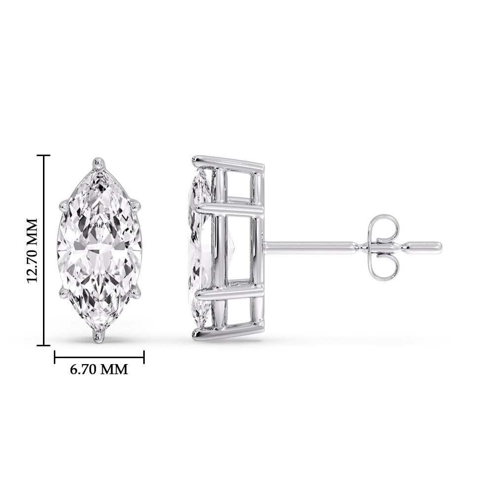 Marquise Diamond 6 Prong Stud Earrings