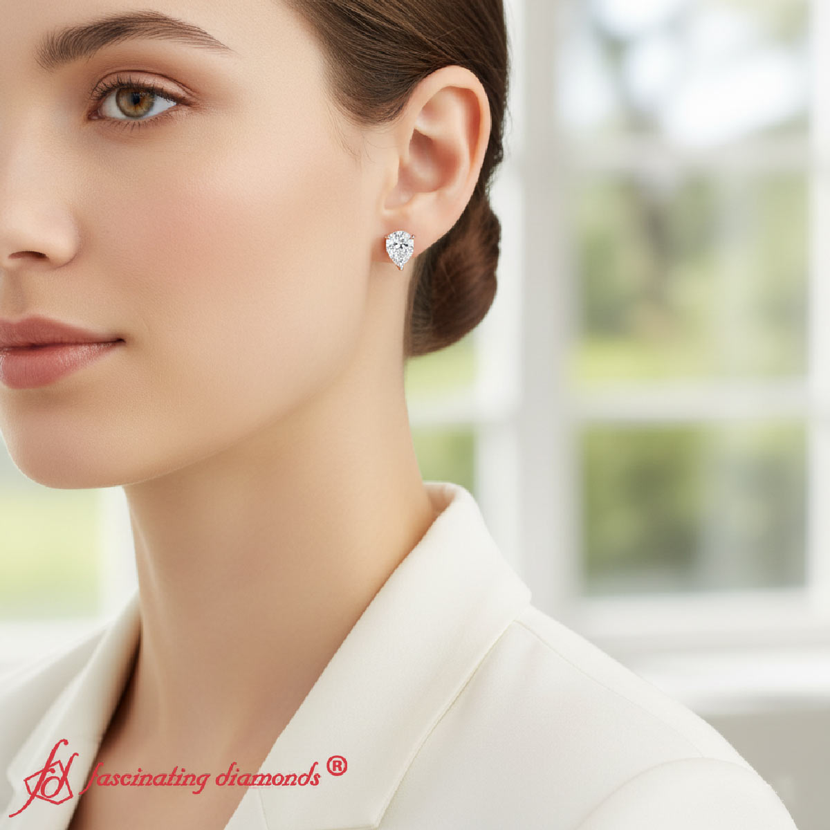 Diamond Pear Cut 3 Prong Earring