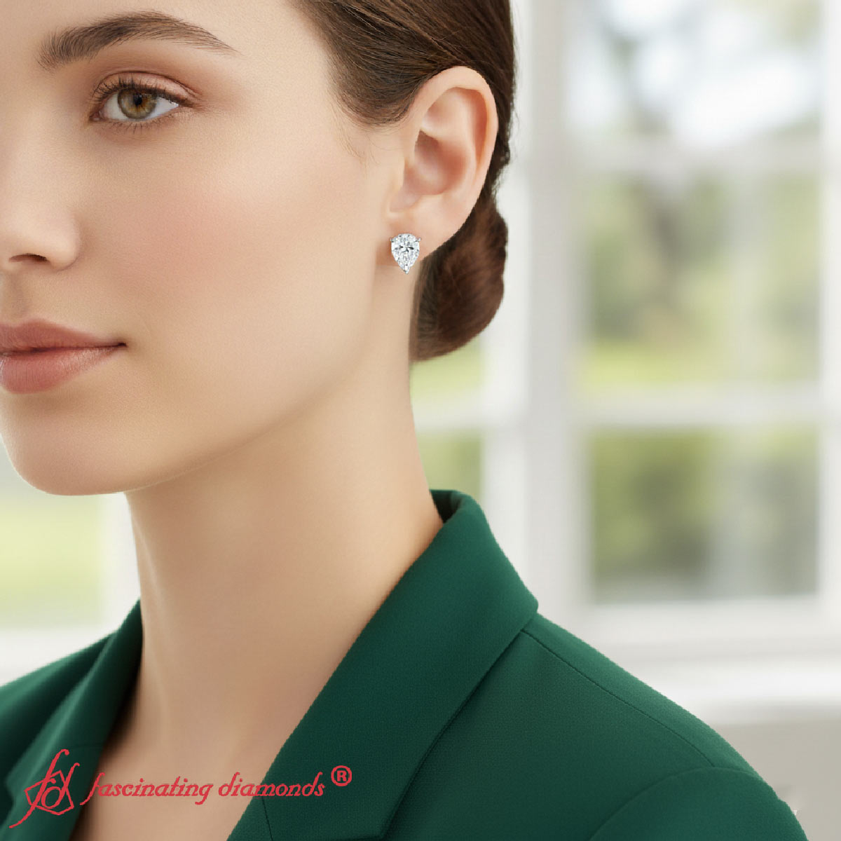 Diamond Pear Cut 3 Prong Earring