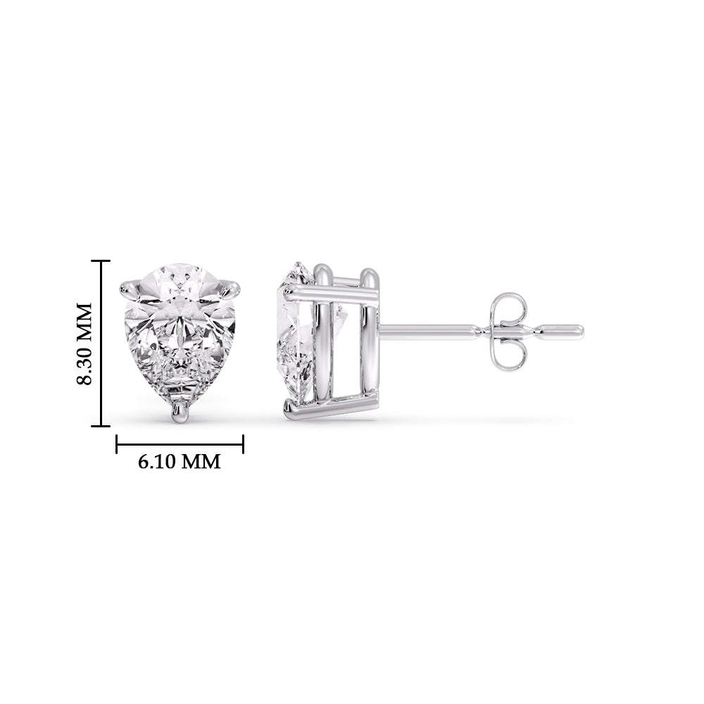 Diamond Pear Cut 3 Prong Earring
