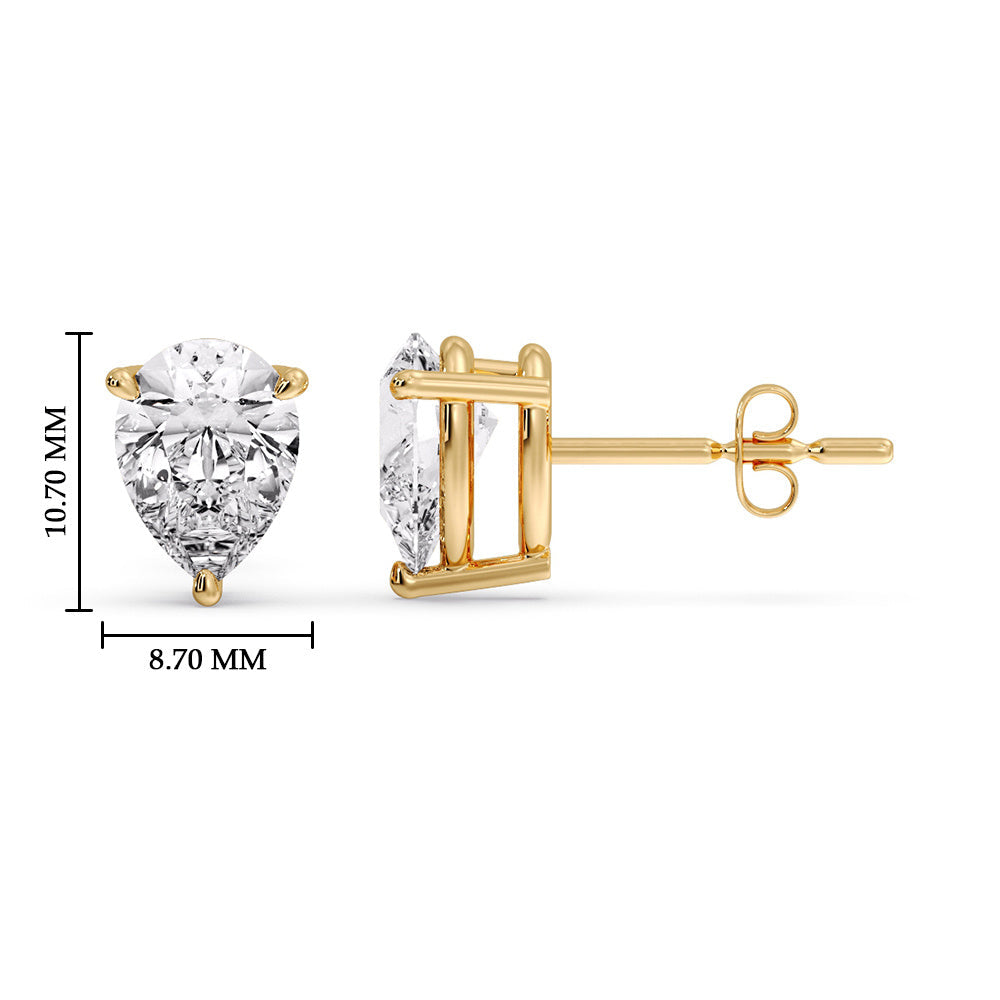 Diamond Pear Cut 3 Prong Earring