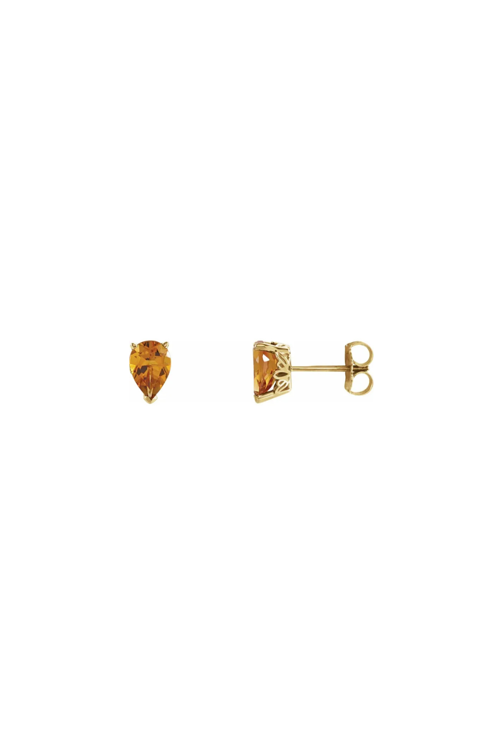 Pear Natural Citrine Earrings | 14K Yellow Gold 7x5 mm