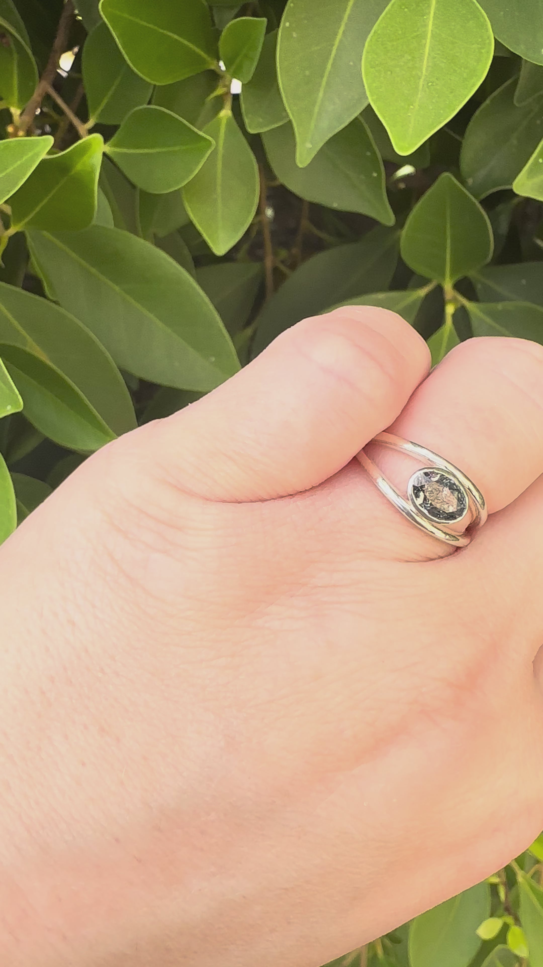Eye of Elena Ring with Gray Blue Diamond