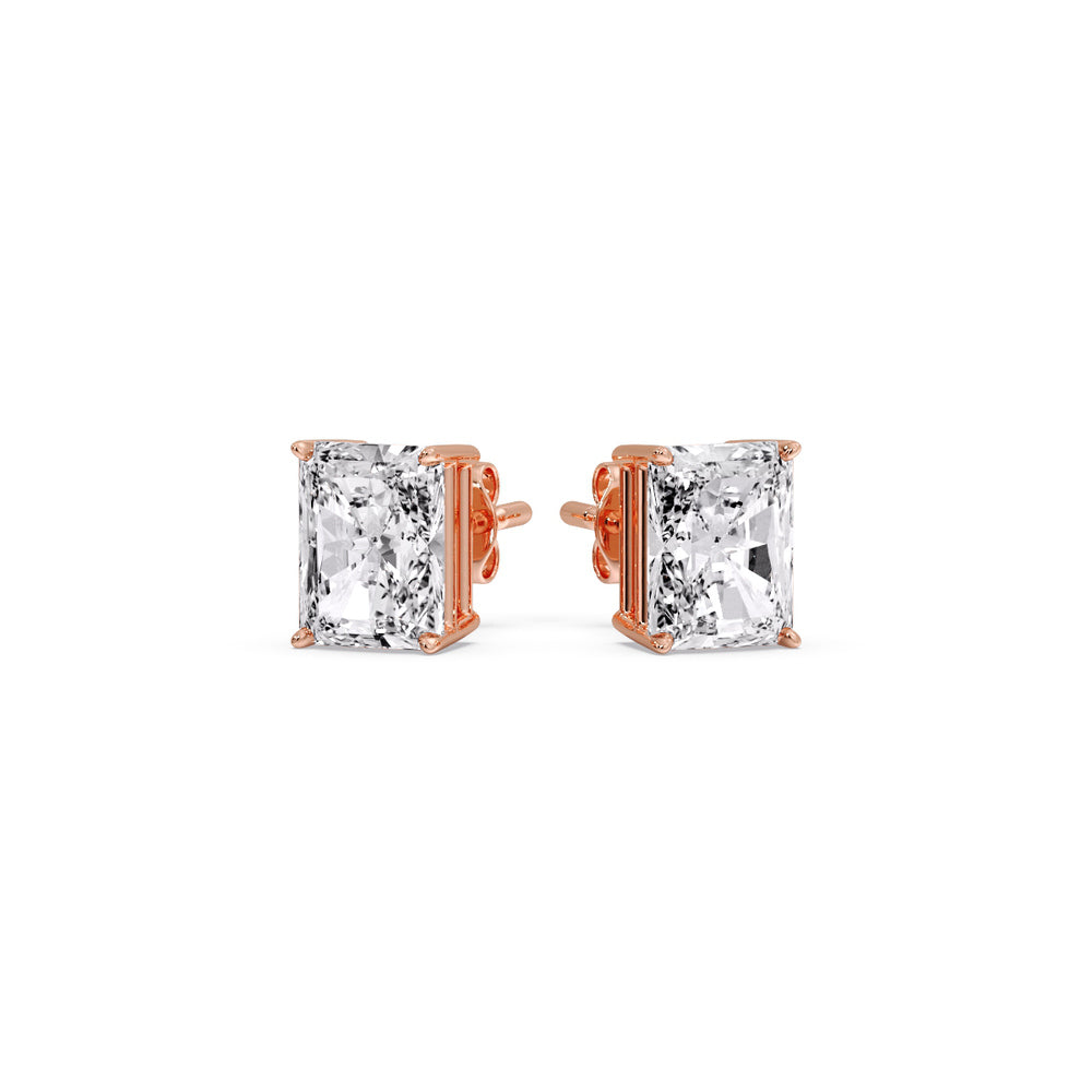 Radiant Diamond Basket Stud Earring