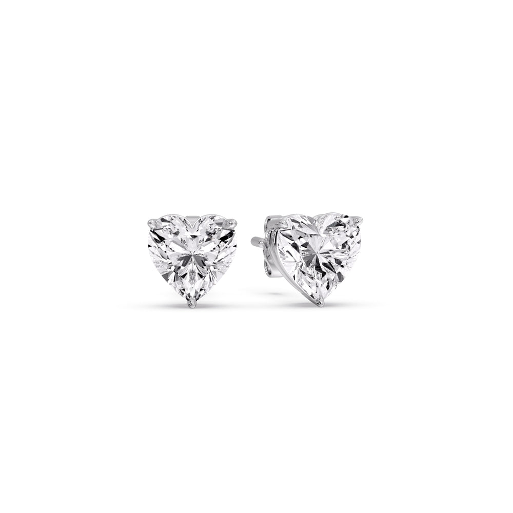 Heart Shaped 3 Prong Basket Stud Earring