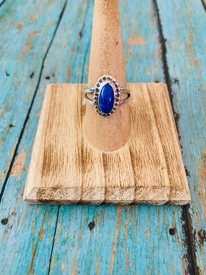 Navajo Sterling Silver & Lapis Ring Size 7.5