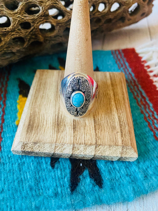 Navajo Kingman Turquoise & Sterling Silver Ring Size 12.5